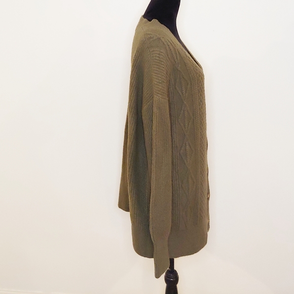 TREASURE & BOND Olive Sarma Cable Cardigan M/L - Picture 6 of 8